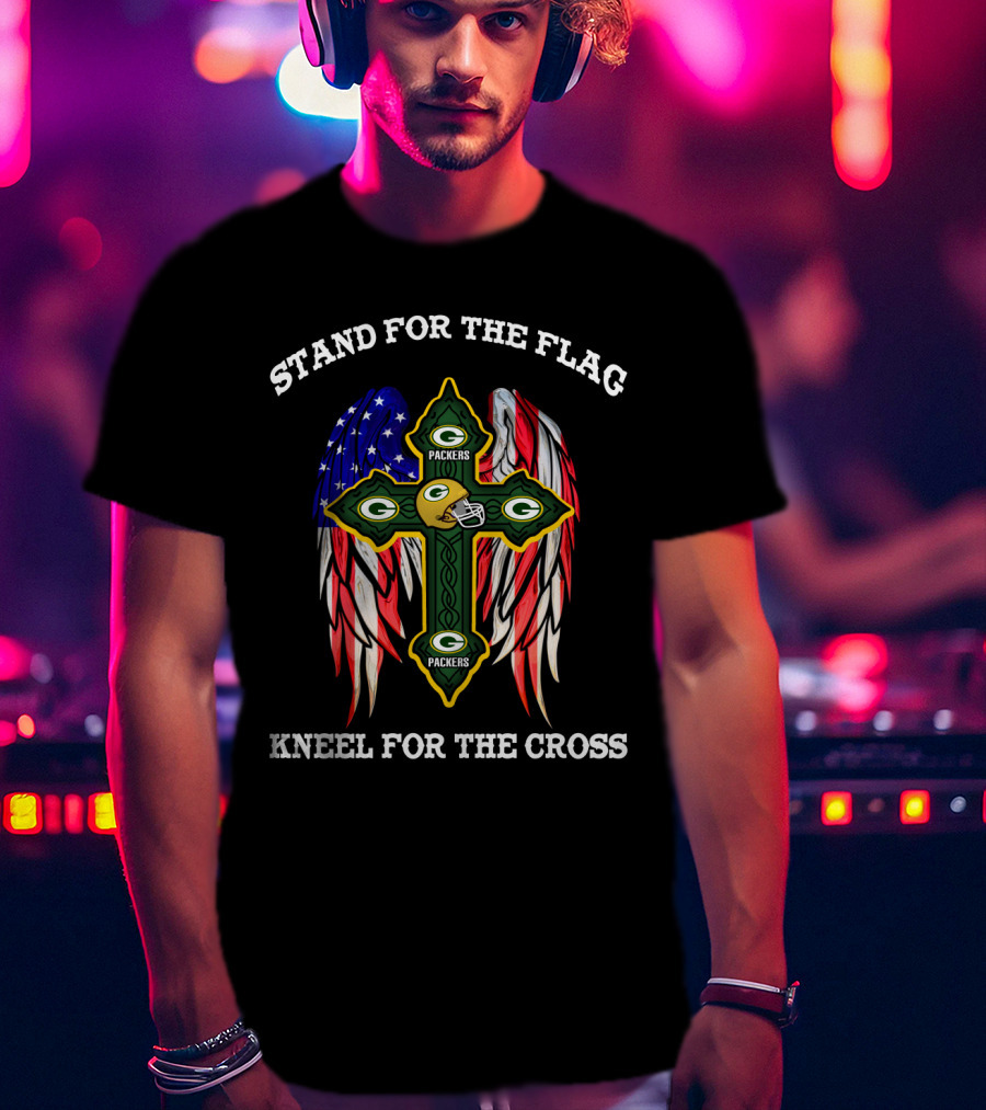 Packers Cross With American Flag Wings Stand For The Flag Kneel For The Cross T-Shirt