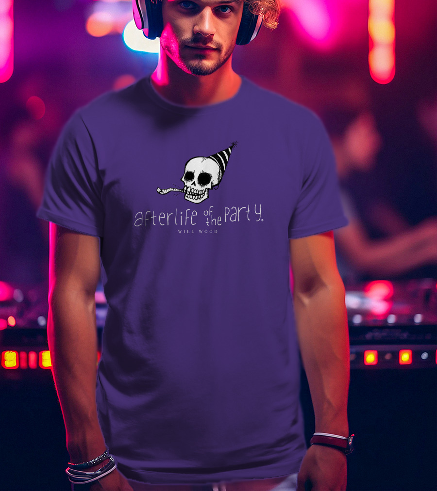Afterlife Of The Party Skull With Party Hat And Blower T-Shirt