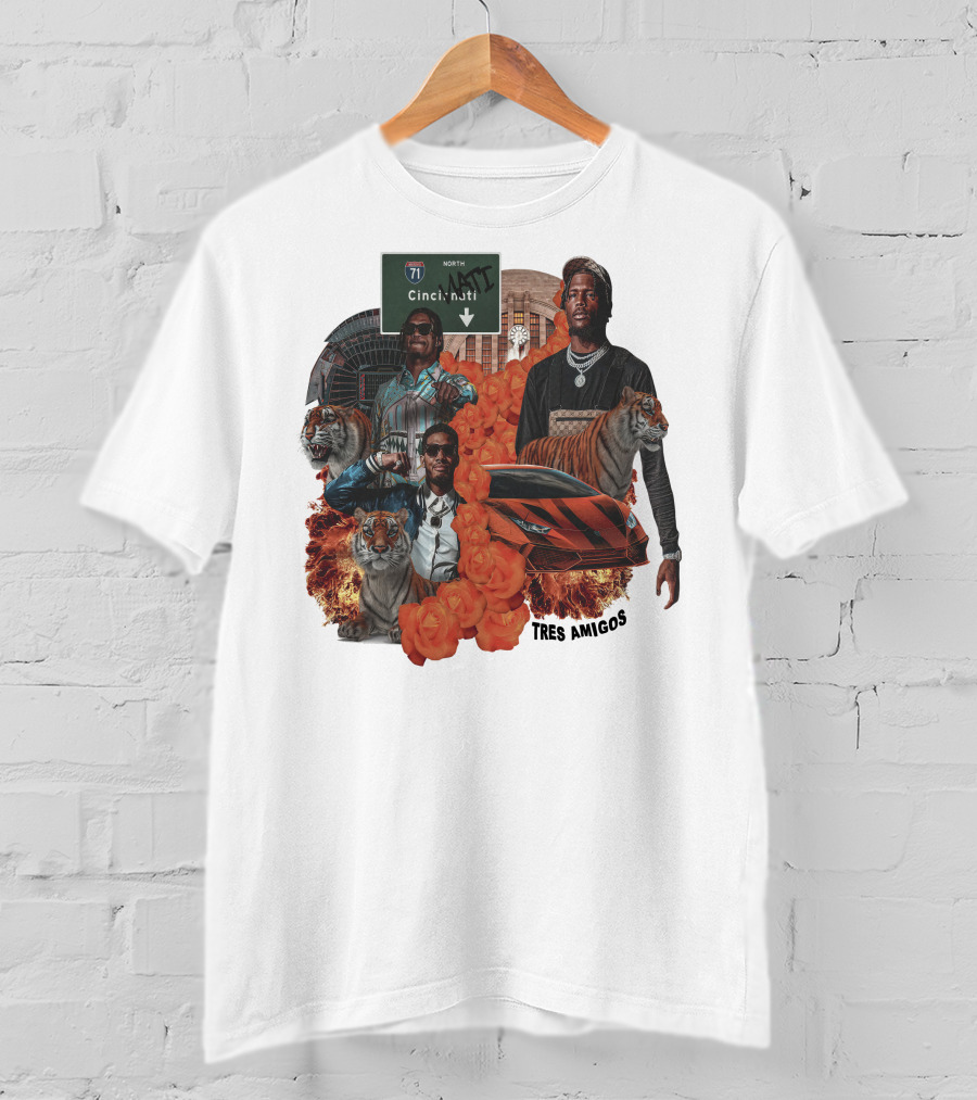 Tres Amigos Cincinnati Highway Tigers Roses Playoffs T-Shirt