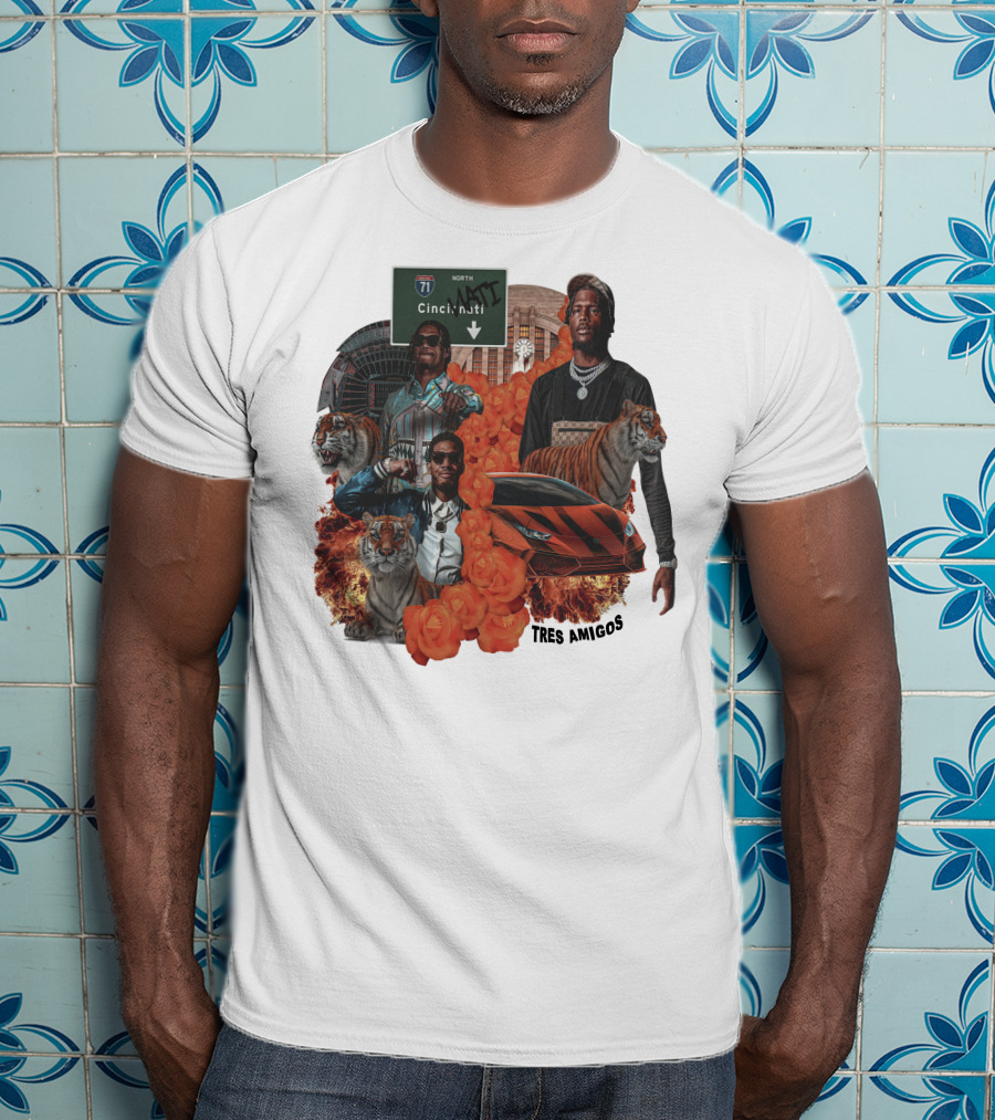 Tres Amigos Cincinnati Highway Tigers Roses Playoffs T-Shirt