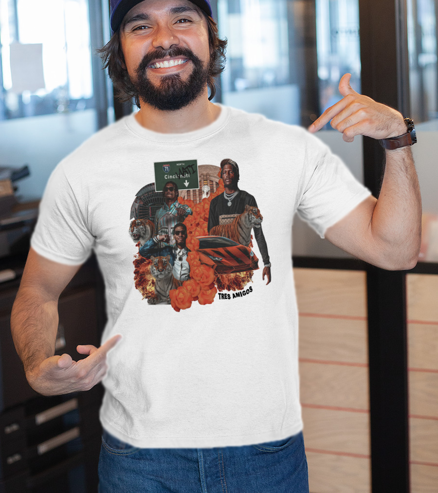 Tres Amigos Cincinnati Highway Tigers Roses Playoffs T-Shirt