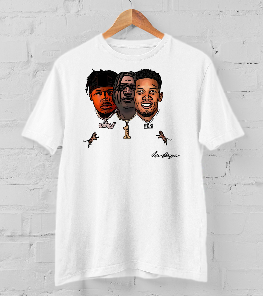 Ja'Marr Chase GV Tiger Trio Football T-Shirt