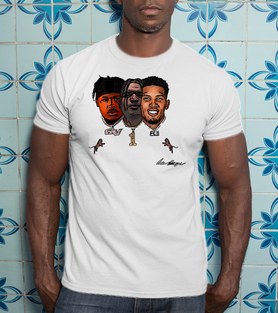 Ja'Marr Chase GV Tiger Trio Football T-Shirt