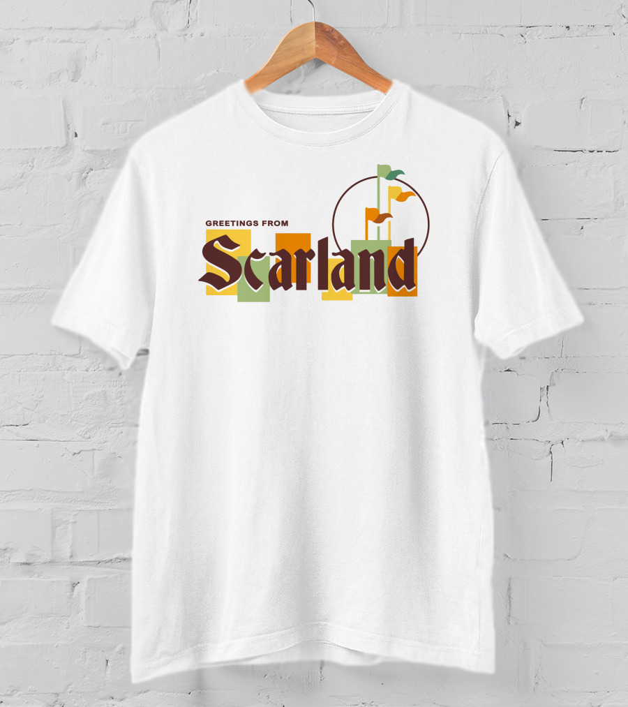 Greetings From Scarland Vintage Flags And Circles T-Shirt
