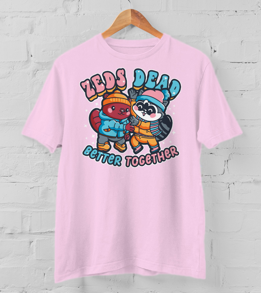 Zeds Dead Better Together Cartoon Beaver And Raccoon Winter Adventure T-Shirt