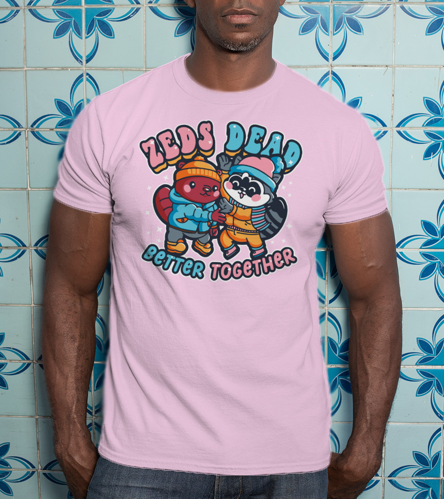 Zeds Dead Better Together Cartoon Beaver And Raccoon Winter Adventure T-Shirt