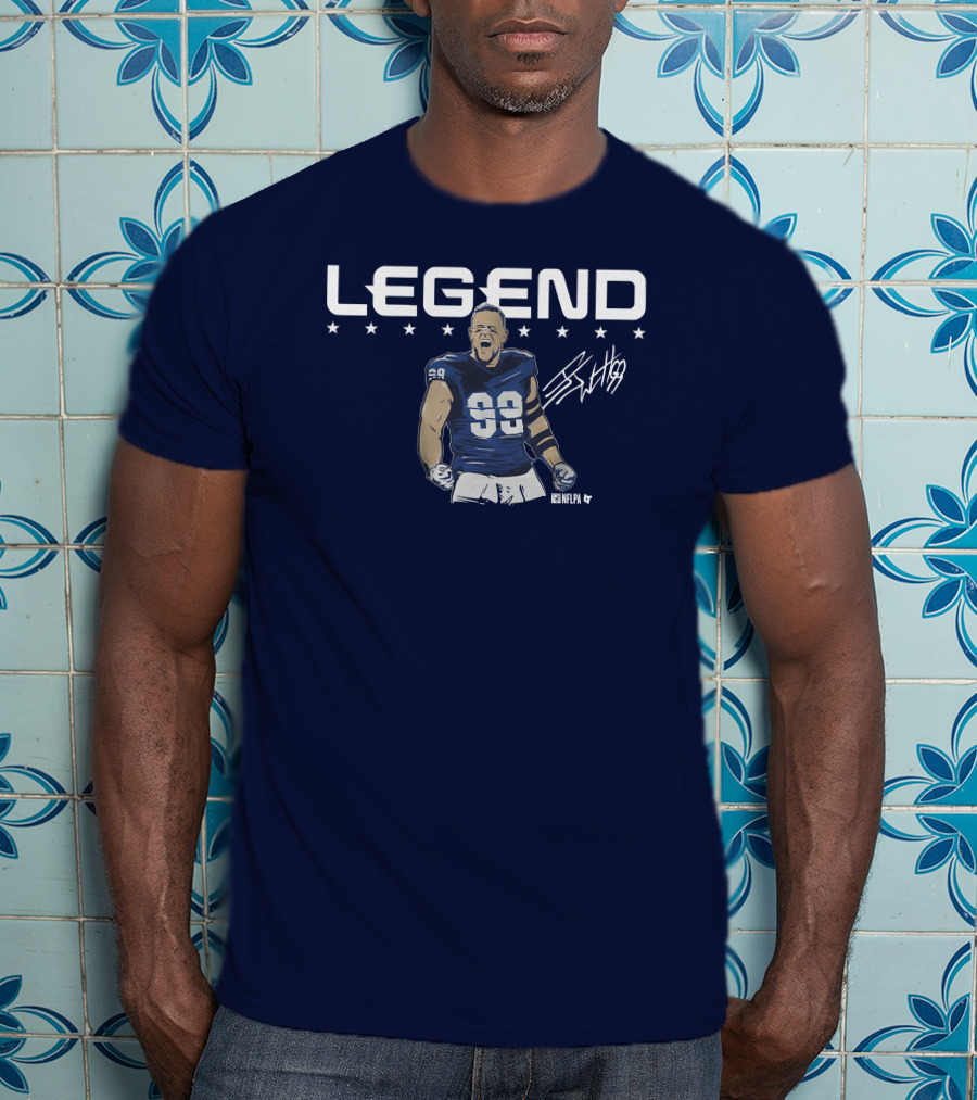 Breakingt Merch J.J. Watt Legend Number 99 Victory Pose T-Shirt