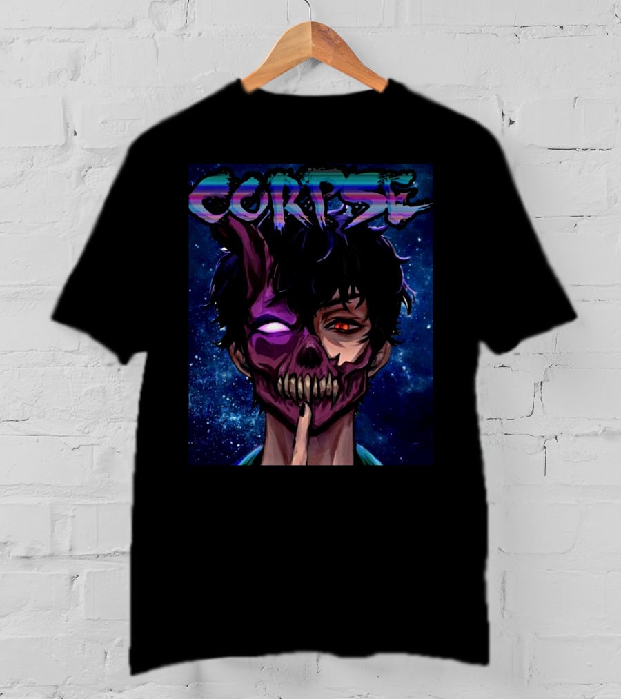 CORPSE Husband Anime Half Demon Face Art Dark Space Background T-Shirt