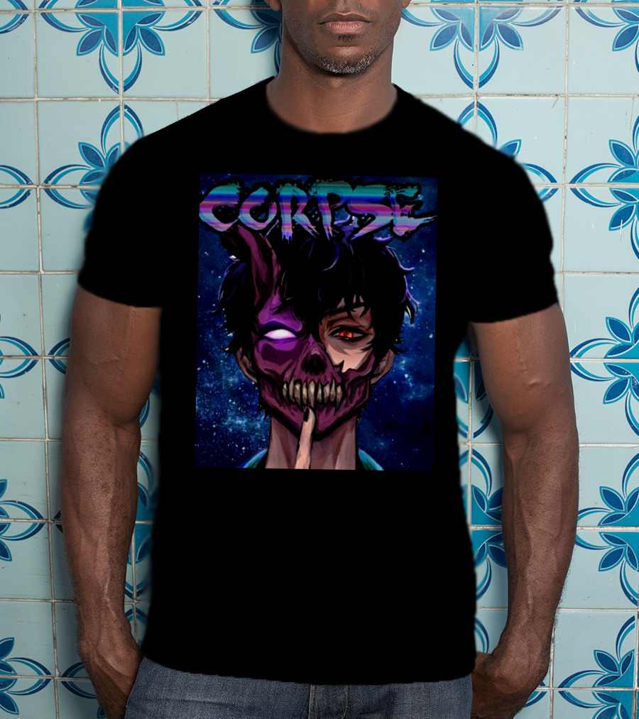CORPSE Husband Anime Half Demon Face Art Dark Space Background T-Shirt