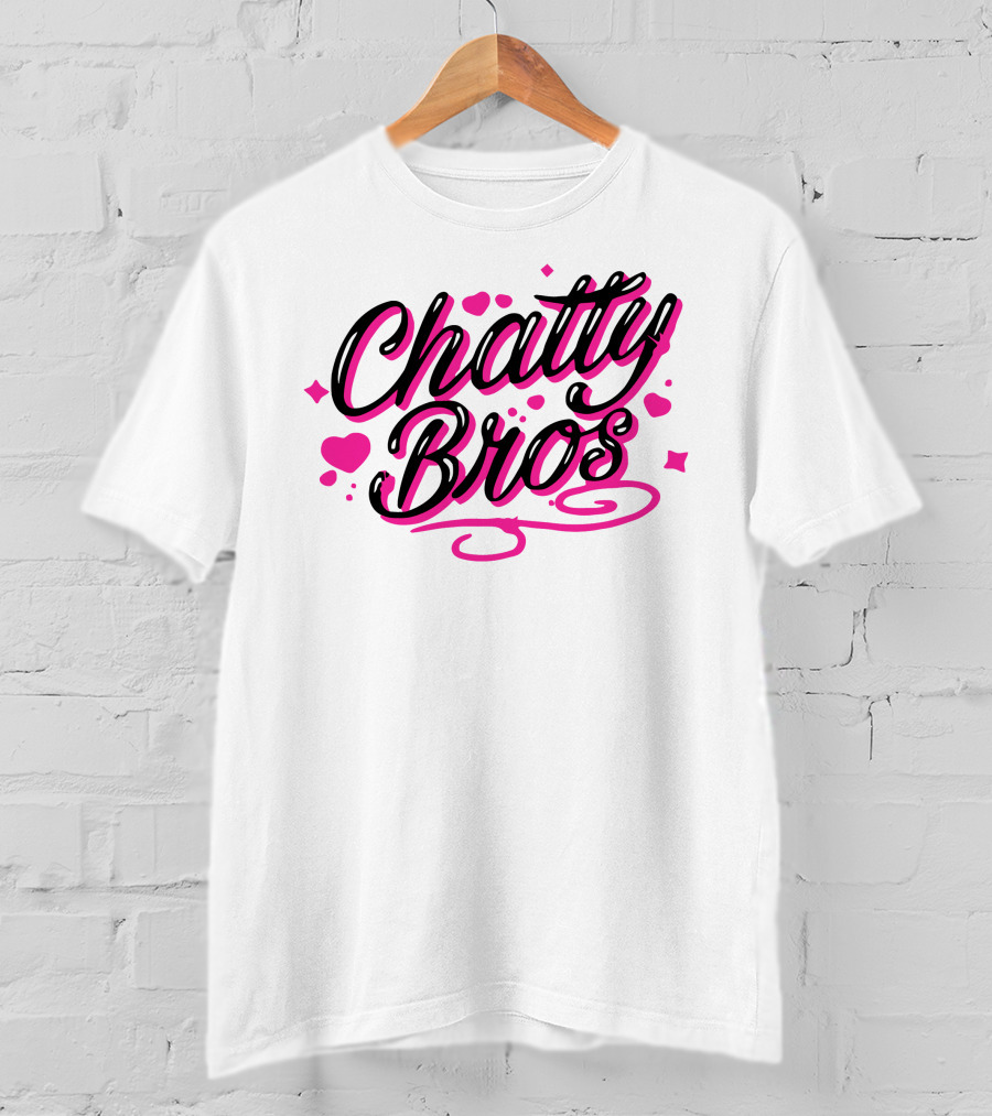 Chatty Bros Merch Heart Stars Motif Airbrush Bros T-Shirt