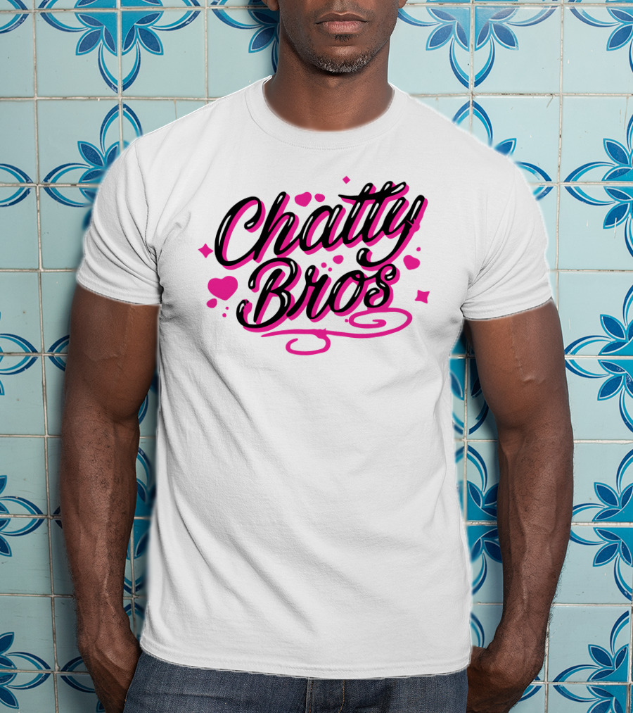 Chatty Bros Merch Heart Stars Motif Airbrush Bros T-Shirt