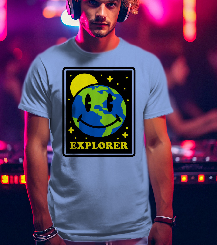 Socksfor1 Merch Explorer Earth Smiley T-Shirt