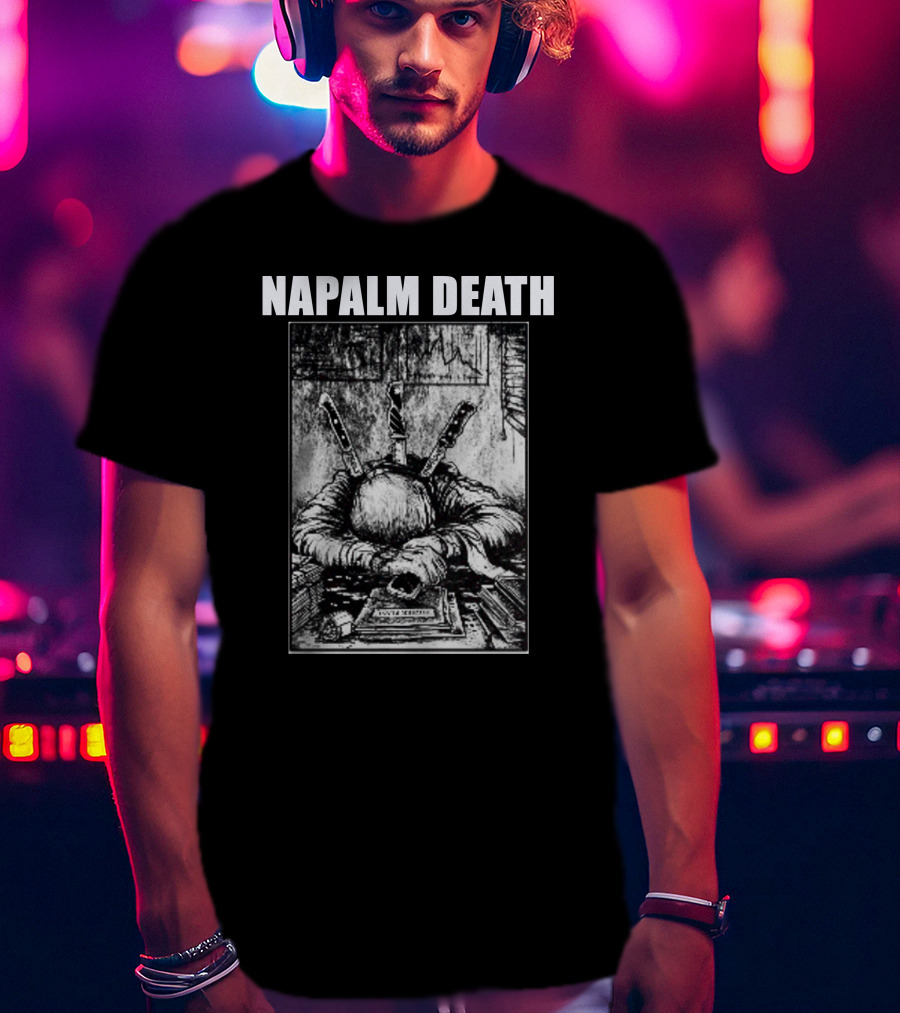 Napalm Death Knife-Wielding Figure Art Merch T-Shirt