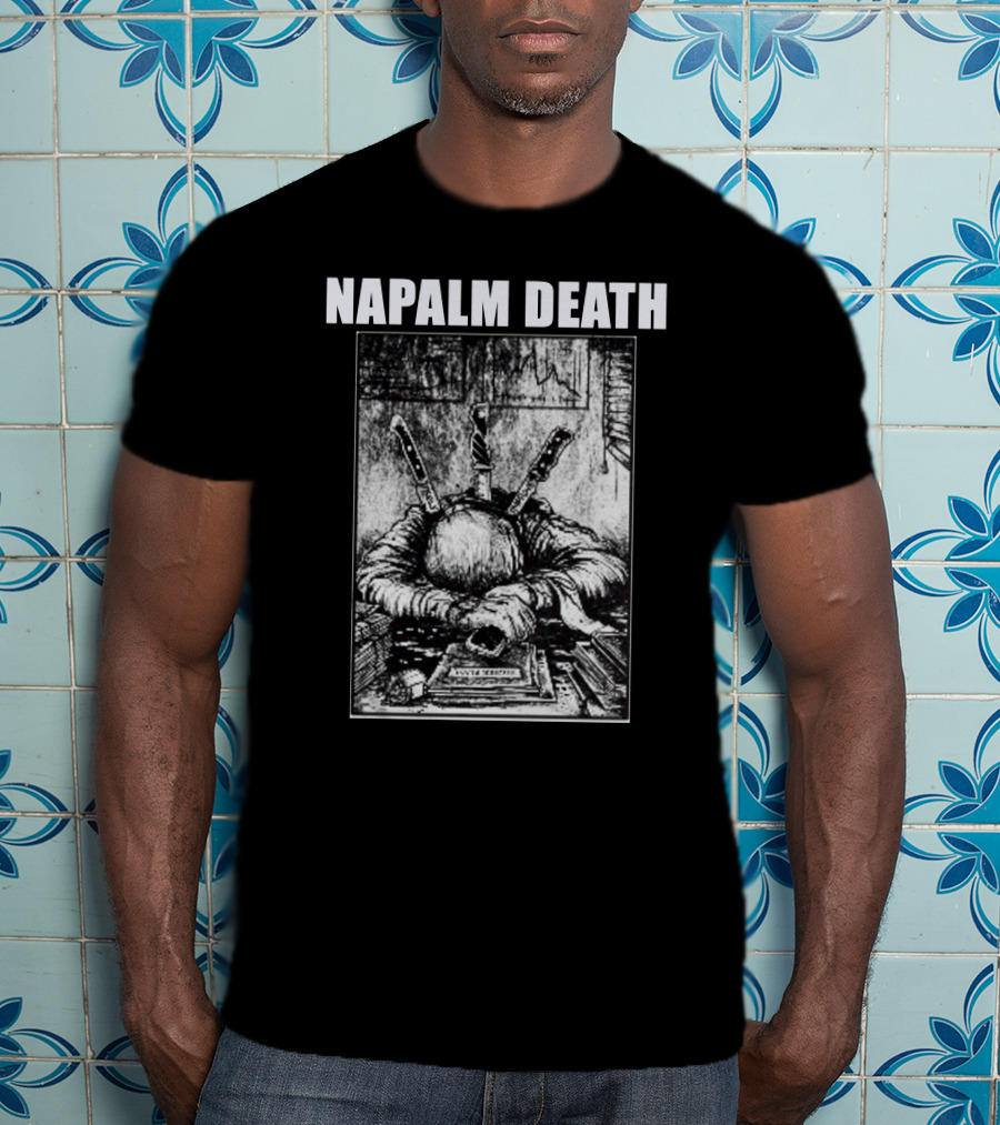 Napalm Death Knife-Wielding Figure Art Merch T-Shirt