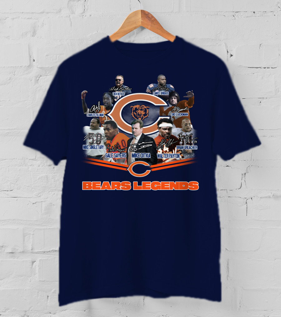 Bears Legends Dick Butkus Charles Tillman Mike Singletary Gale Sayers Mike Ditka Lance Briggs Sid Luckman Walter Payton Brian Urlacher T-Shirt