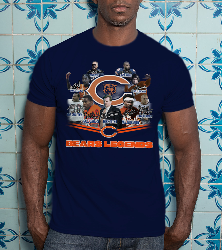 Bears Legends Dick Butkus Charles Tillman Mike Singletary Gale Sayers Mike Ditka Lance Briggs Sid Luckman Walter Payton Brian Urlacher T-Shirt