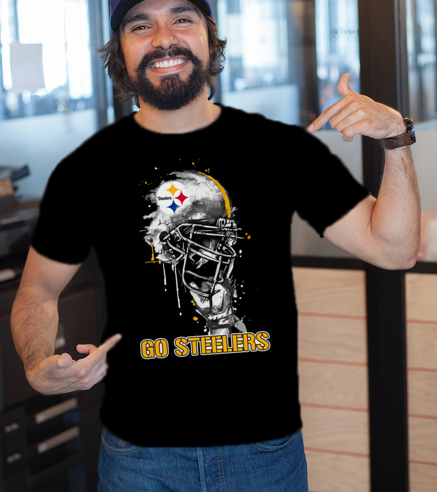 Steelers Football Skull Helmet Go Steelers T-Shirt
