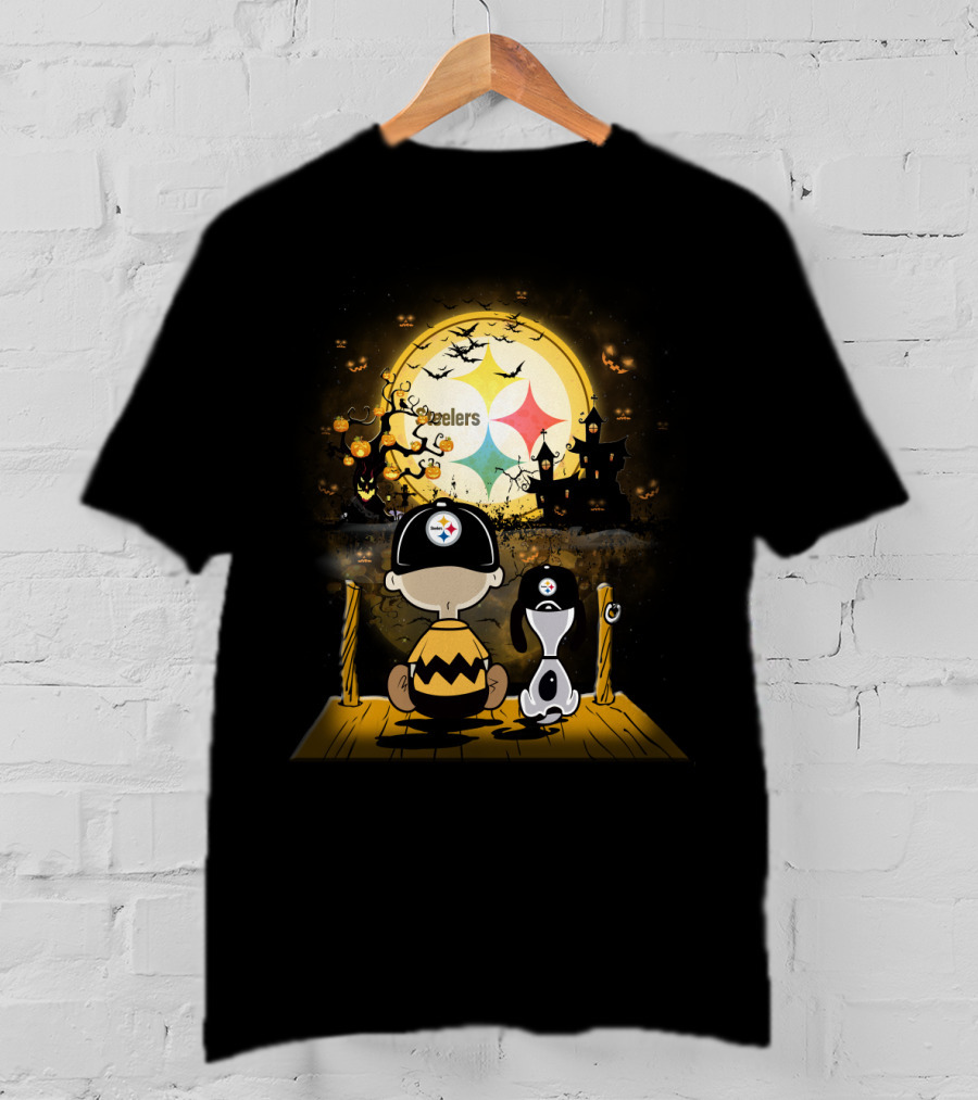 Peanuts Steelers Halloween Pumpkin Patch Scene T-Shirt