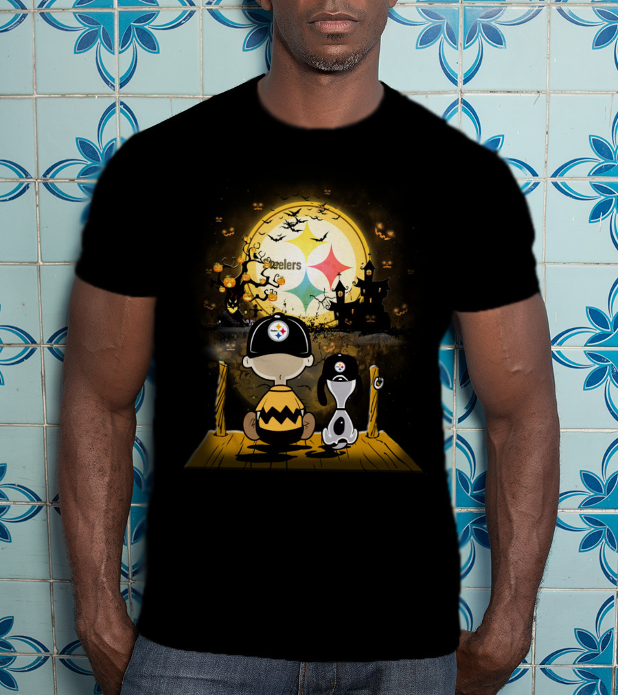 Peanuts Steelers Halloween Pumpkin Patch Scene T-Shirt