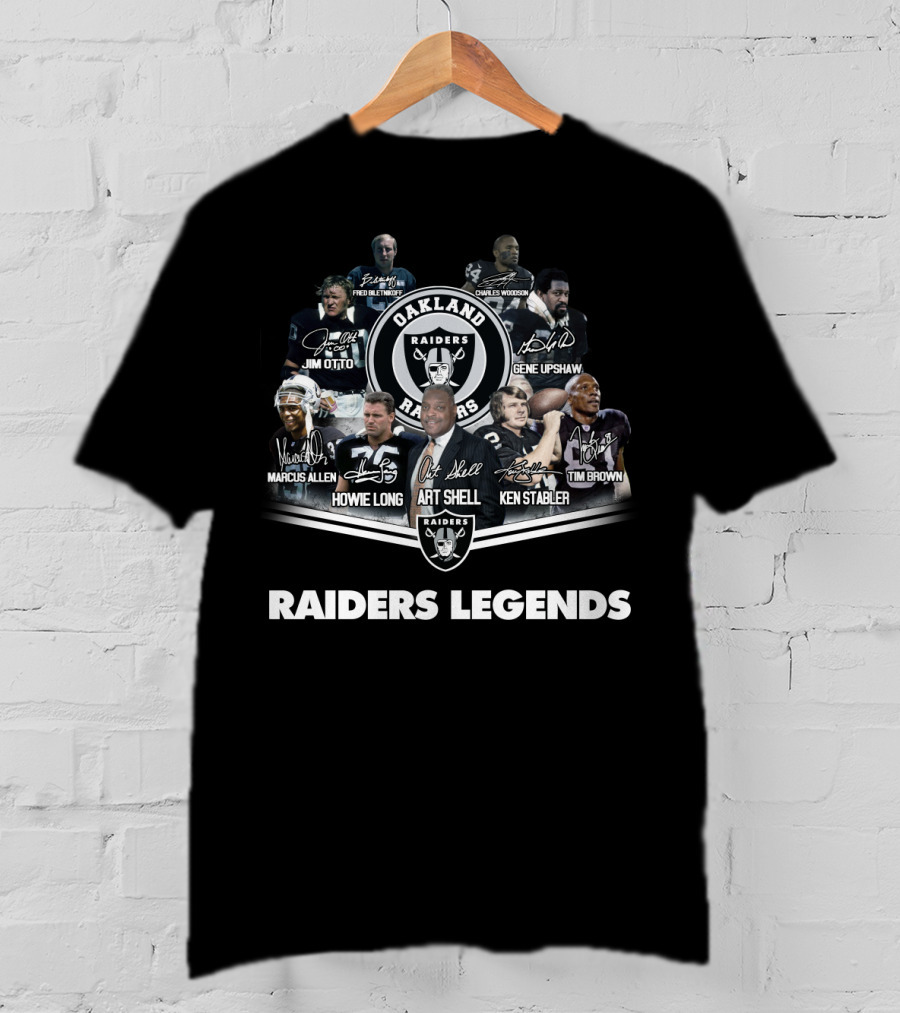 Oakland Raiders Legends Jim Otto Howie Long Art Shell Marcus Allen Ken Stabler Gene Upshaw Tim Brown Charles Woodson T-Shirt