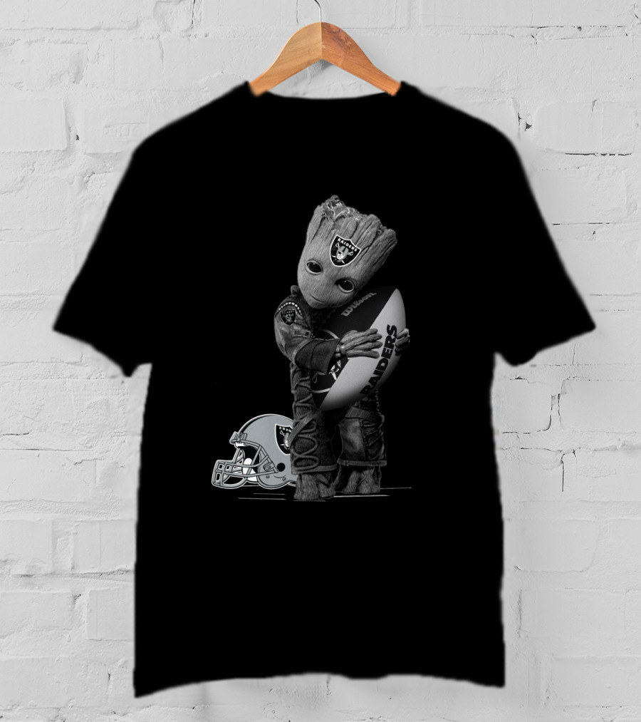 Groot Raiders Football Crossover Helmet And Ball T-Shirt
