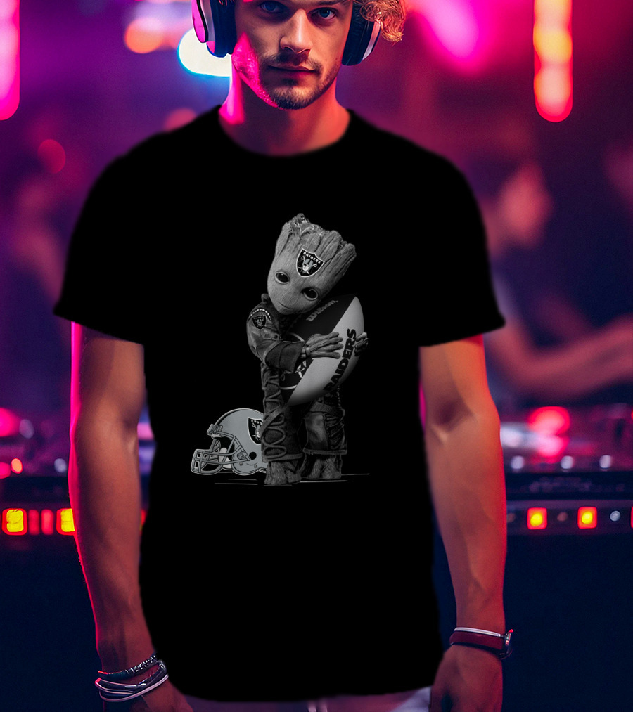 Groot Raiders Football Crossover Helmet And Ball T-Shirt