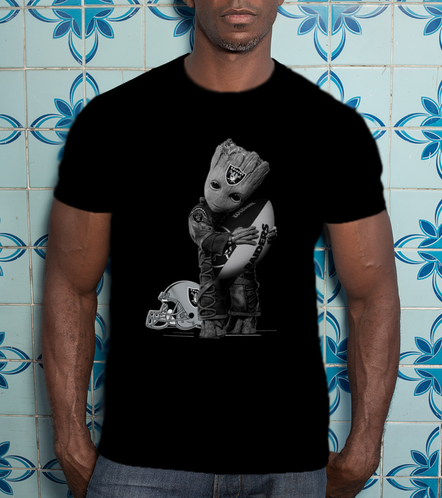Groot Raiders Football Crossover Helmet And Ball T-Shirt