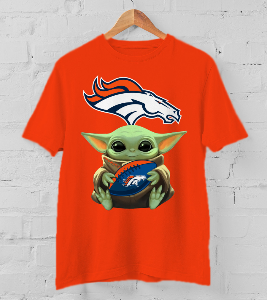 Denver Broncos Baby Yoda Football Fan T-Shirt