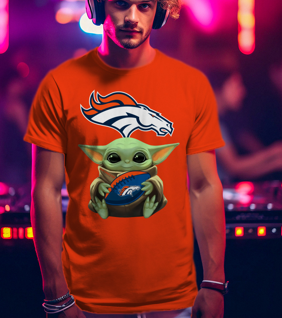 Denver Broncos Baby Yoda Football Fan T-Shirt