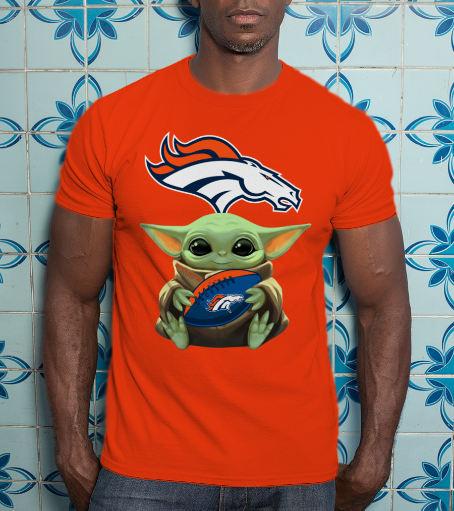Denver Broncos Baby Yoda Football Fan T-Shirt