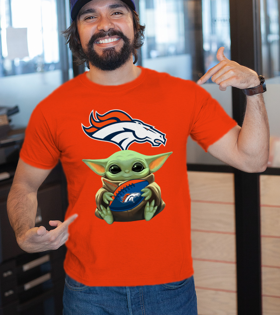 Denver Broncos Baby Yoda Football Fan T-Shirt