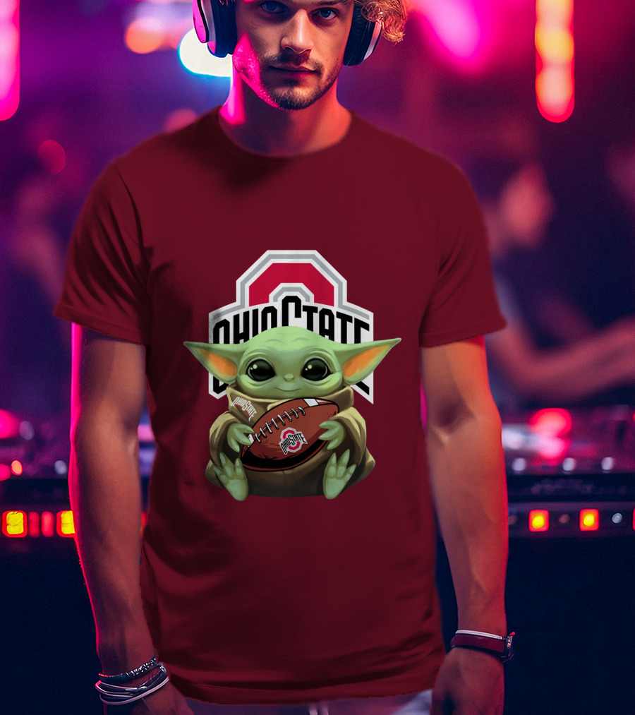 Ohio State Baby Yoda Football T-Shirt