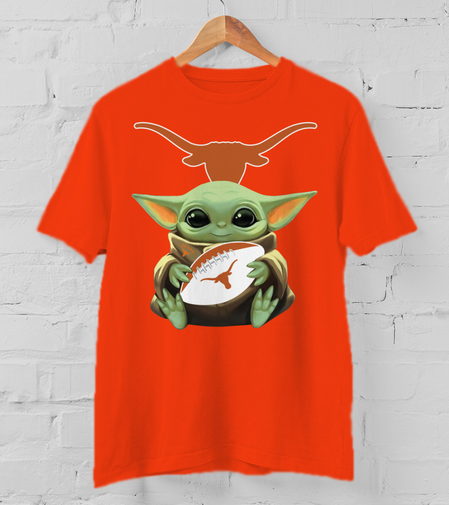 Baby Yoda Texas Longhorns Football T-Shirt