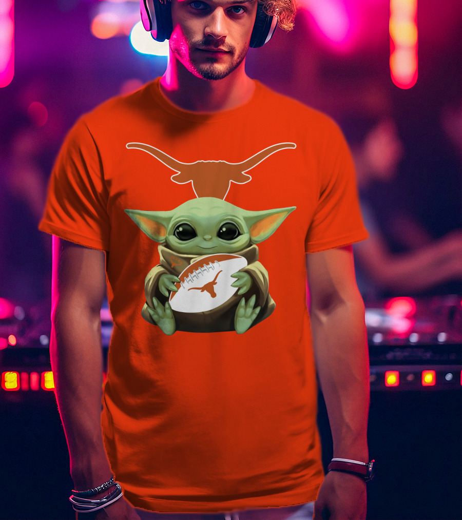 Baby Yoda Texas Longhorns Football T-Shirt