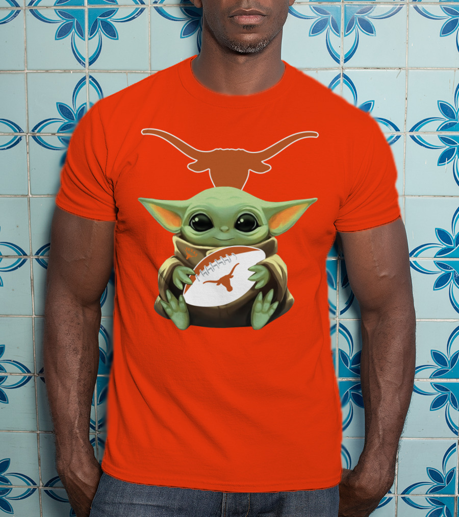 Baby Yoda Texas Longhorns Football T-Shirt
