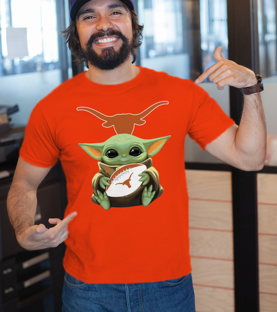 Baby Yoda Texas Longhorns Football T-Shirt