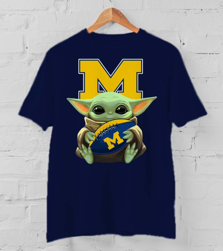Michigan Baby Yoda Football M T-Shirt
