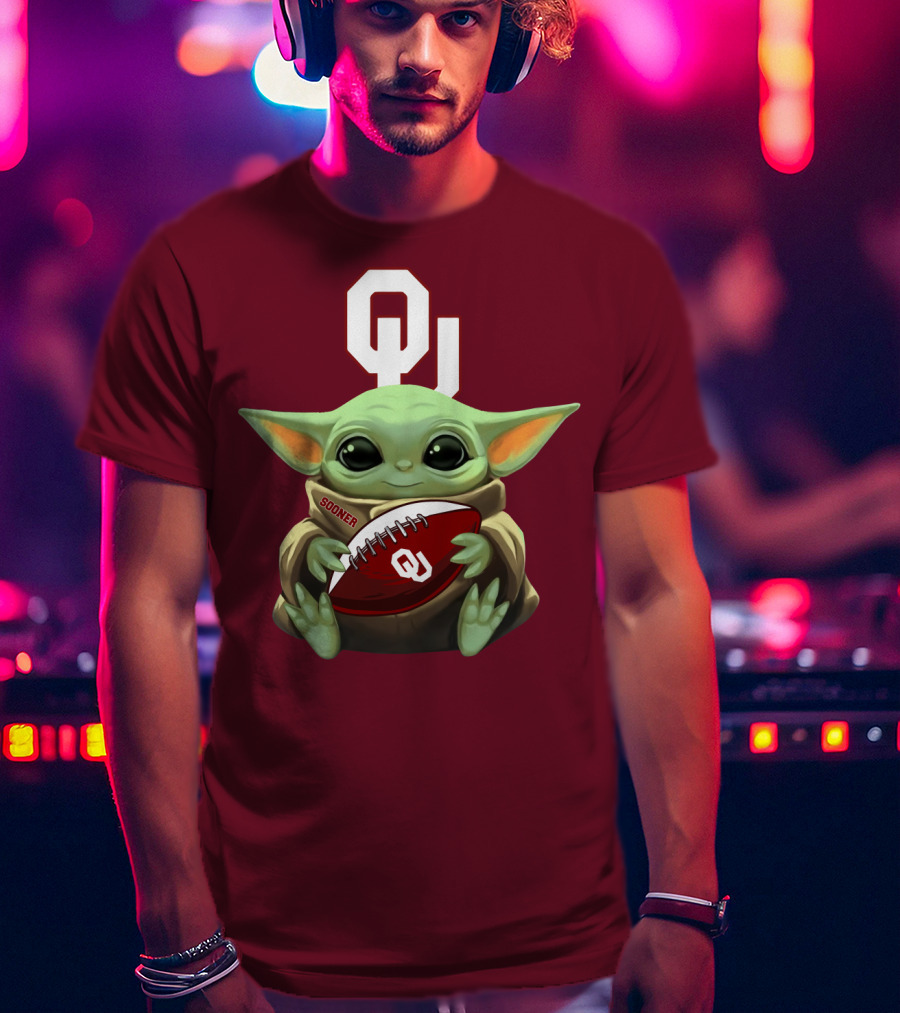 Ou Sooner Football Baby Yoda T-Shirt