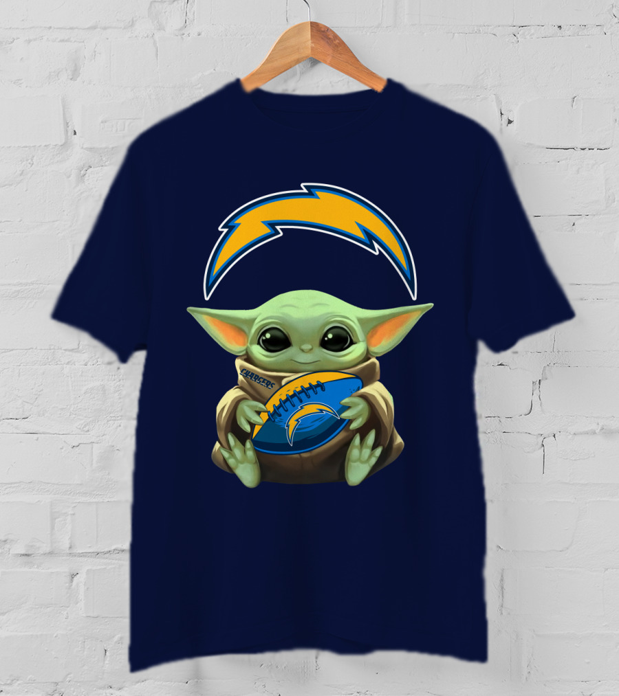 Los Angeles Chargers Baby Yoda Football T-Shirt