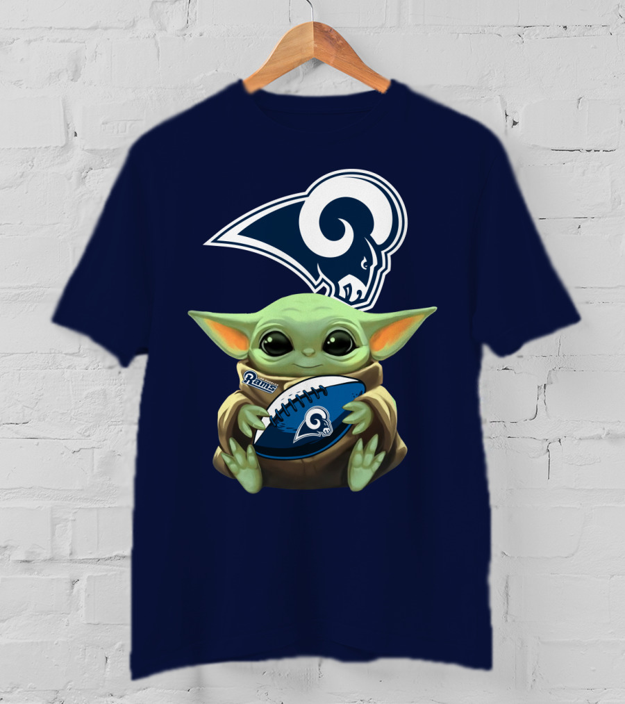 Baby Football Holding Rams T-Shirt