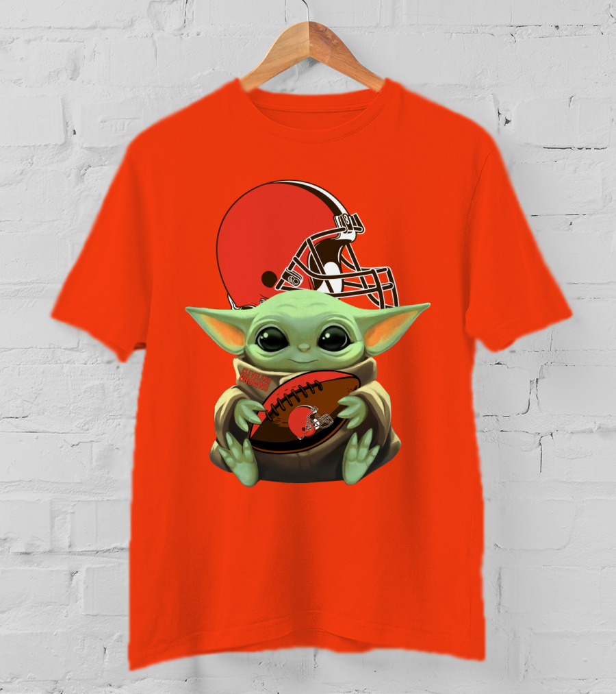 Cleveland Browns Football Baby Yoda T-Shirt