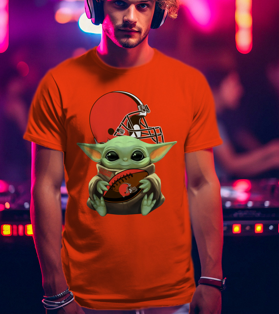 Cleveland Browns Football Baby Yoda T-Shirt
