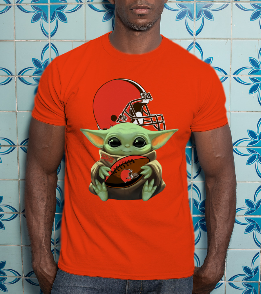 Cleveland Browns Football Baby Yoda T-Shirt