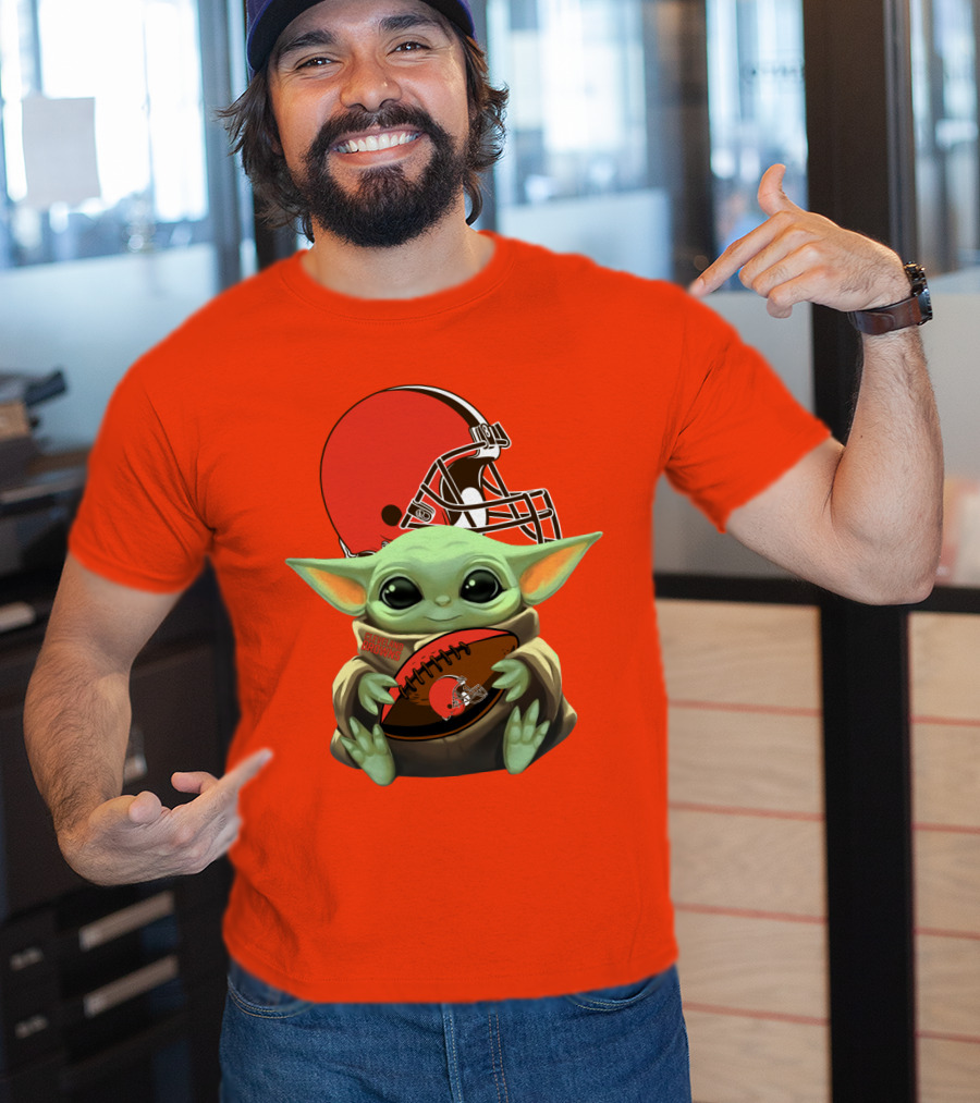 Cleveland Browns Football Baby Yoda T-Shirt
