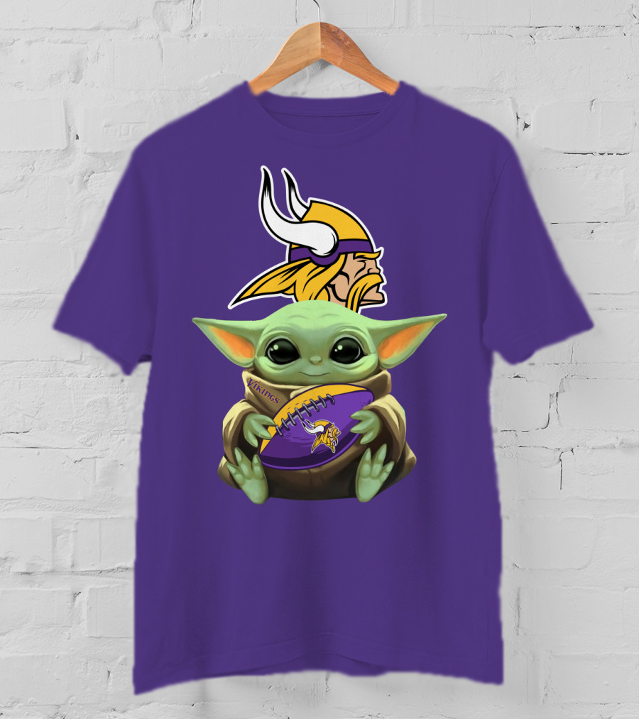 Vikings Football Baby Yoda T-Shirt