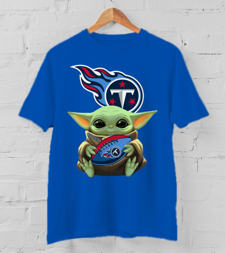 Tennessee Titans Baby Yoda Football T-Shirt