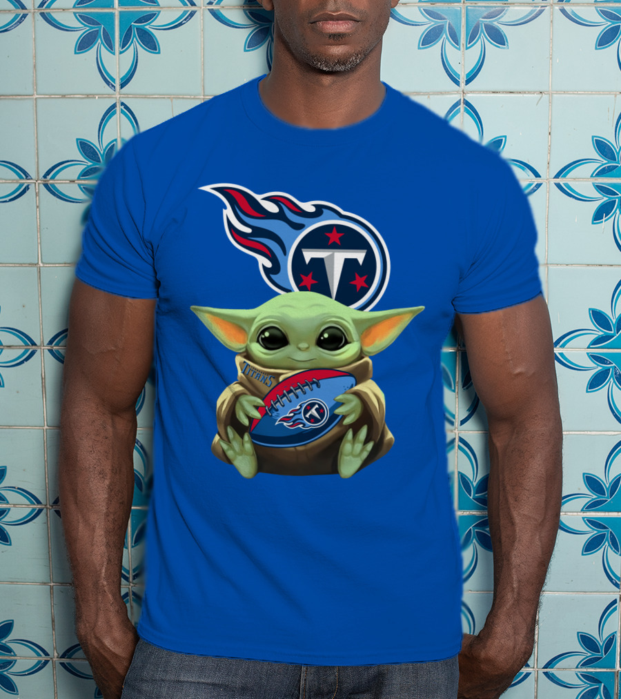 Tennessee Titans Baby Yoda Football T-Shirt