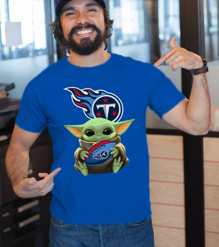 Tennessee Titans Baby Yoda Football T-Shirt