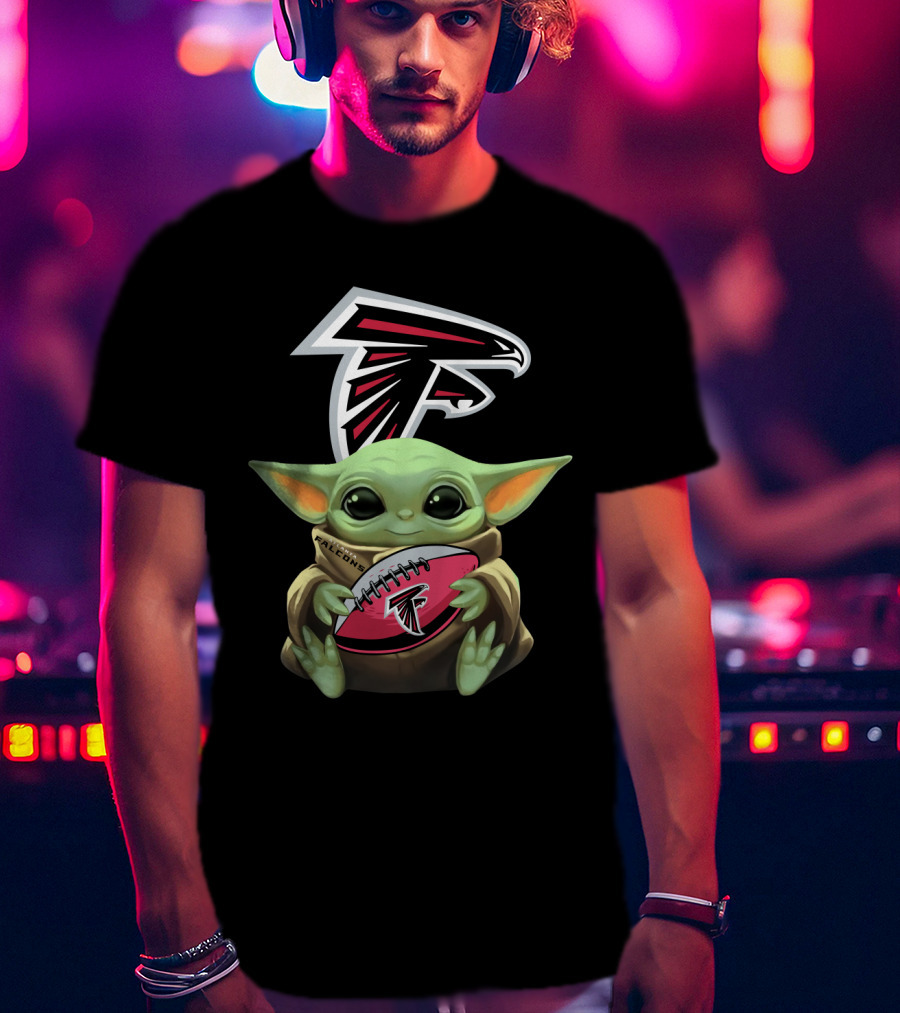 Atlanta Falcons Baby Yoda Football T-Shirt