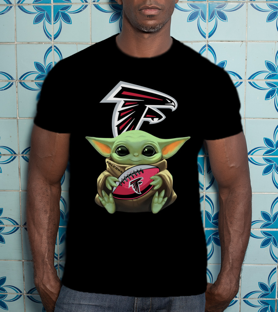 Atlanta Falcons Baby Yoda Football T-Shirt